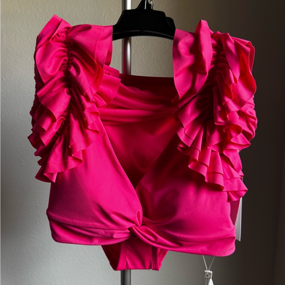 NWT LILLY PULITZER  Steviekate Ruffle Bikini Top & Bottom Roxie Pink Sz 8 - Picture 6 of 14